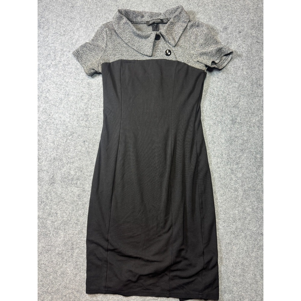 Homeyee Bodycon Dress Womens 4 Black Herringbone Back Zip Wiggle Outing Cocktail
